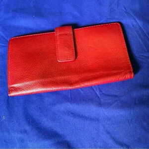 Red Genuine Leather Checkbook Wallet NWOT